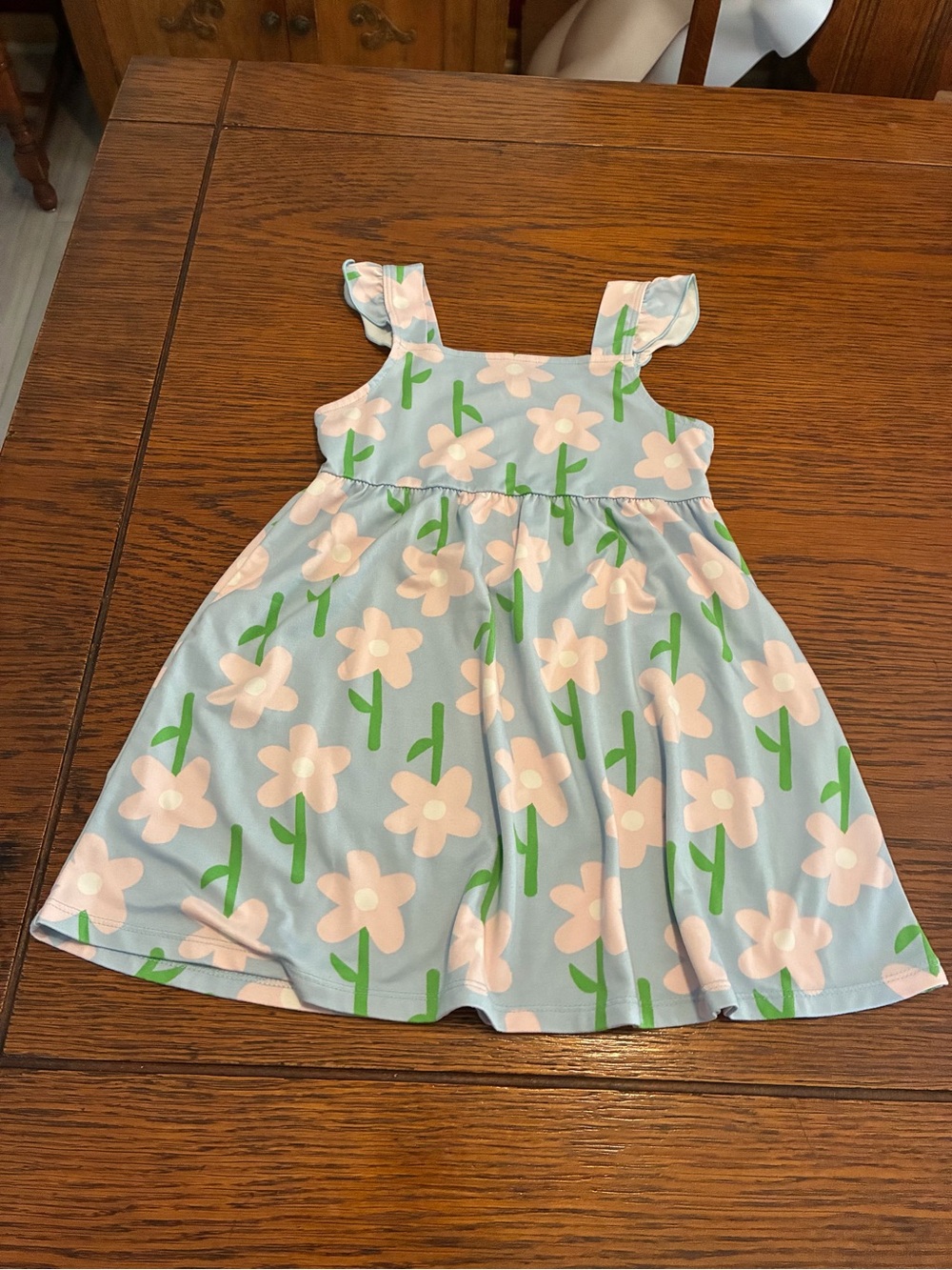 Girls Floral Sundress in Light Blue and Pink